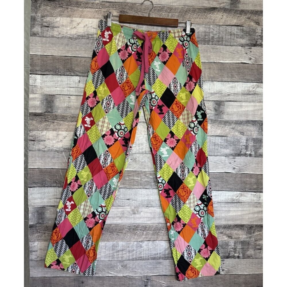 Walt Disney World Womens Lounge Pants Colorful Drawstring Waist Patchwork Small